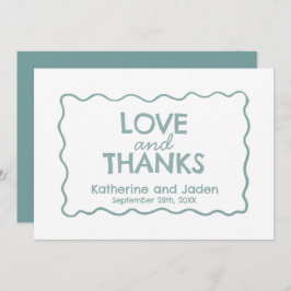 Blue Whimsical doodle wedding Flat Thank You Card Tack Kort