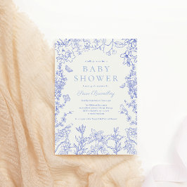 Blue Whimsical Garden Chinoiserie Baby Shower Inbjudningar