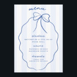 Blue Whimsical Hand plockade Bow Bröllop Menu Meny<br><div class="desc">Blue Whimsical Hand plockade Bow Bröllop Menu med handskrivet stil och ljusblått rand. Lägg till ett tackkort på motsatt sida</div>