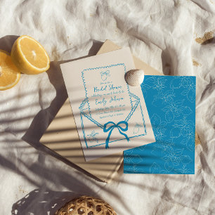 Blue Whimsical Hand plockade Lemon Möhippa Inbjudningar