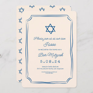 Blue Whimsical Handwriter Pub Mitzvah-inbjudan Inbjudningar