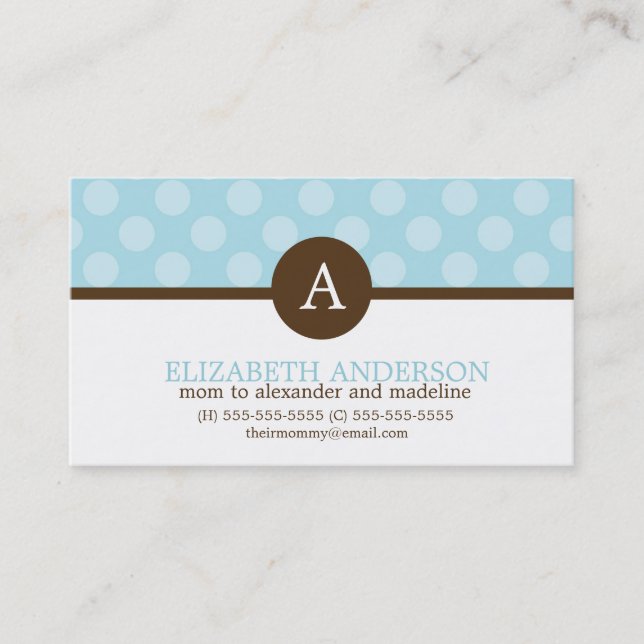 Blue Whimsical Polka dots Mönster Monogram (Framsida)