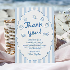 Blue Whimsical Seashell Coastal Bridal Shower Tack Kort