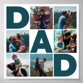 Blue & White 6 Photo Collage Pappa Poster