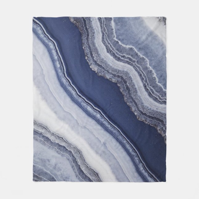 Blue White Agate Marble Fleecefilt (Framsidan)
