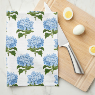 Blue White Antique Hydrangea Illustration Mönster Kökshandduk