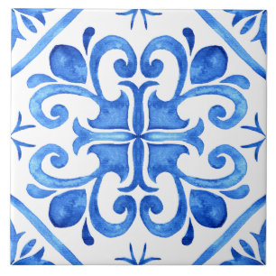 Blue White Azulejo Kakelplatta