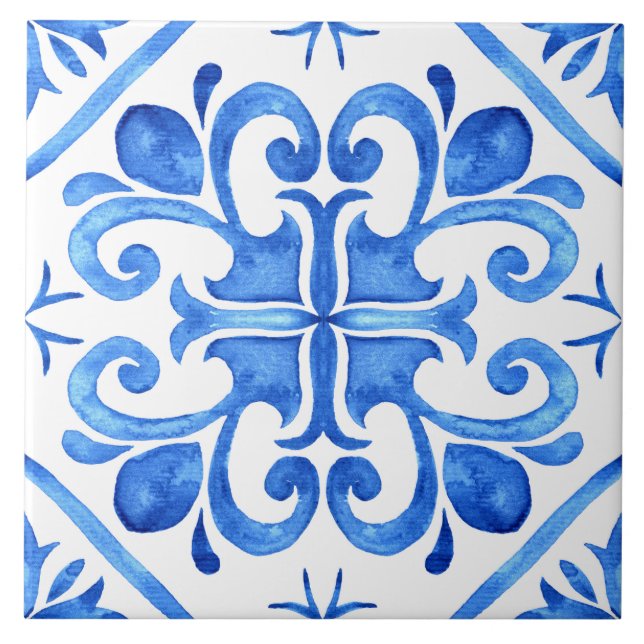 Blue White Azulejo Kakelplatta (Framsidan)