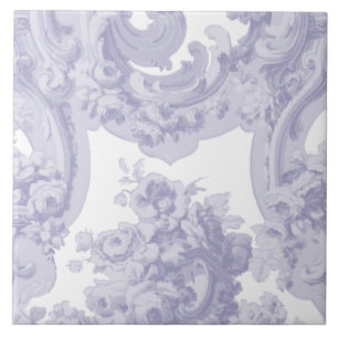 Blue & White Baroque Rococo Louis XV Mönster Kakelplatta