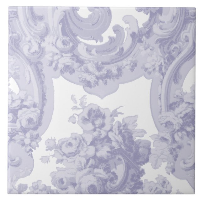 Blue & White Baroque Rococo Louis XV Mönster Kakelplatta (Framsidan)