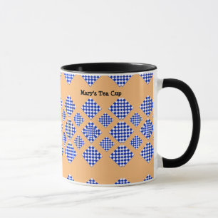 Blue White Beige Checkond Diamond Mugg