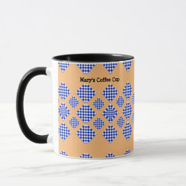 Blue White Beige Checkond Diamond Mugg