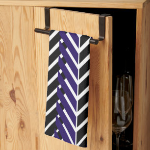 Blue White Black Geometric Chevron Mönster Kökshandduk