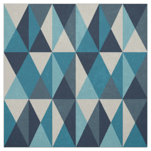 Blue White Black Geometric Rhombi Mönster Tyg