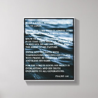 BLUE WHITE BLACK HAPPY THANKSGIVING PSALMS 100 CANVASTRYCK