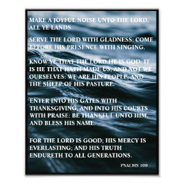 BLUE WHITE BLACK HAPPY THANKSGIVING PSALMS 100 FOTOTRYCK