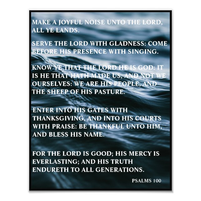 BLUE WHITE BLACK HAPPY THANKSGIVING PSALMS 100 FOTOTRYCK (Framsidan)
