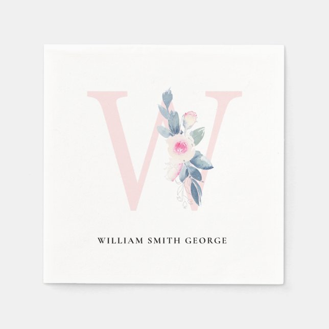  BLUE WHITE BLOMMIGT ALPHABETS BREV W PAPPERSSERVETT (Framsidan)