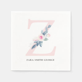 BLUE WHITE BLOMMIGT ALPHABETS BREV Z PAPPERSSERVETT