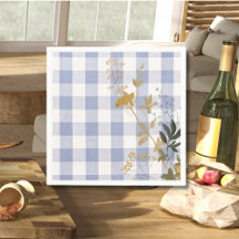 Blue White Blommigt Gingham Play Land Farmhouse