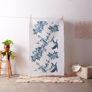 Blue White Blommigt Snyggt Chinoiserie Tyg