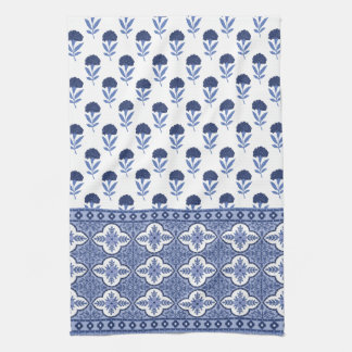 Blue White Boho style tea towel Kökshandduk