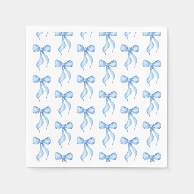 Blue White Bow Mönster Möhippa Pappersservett (Framsidan)