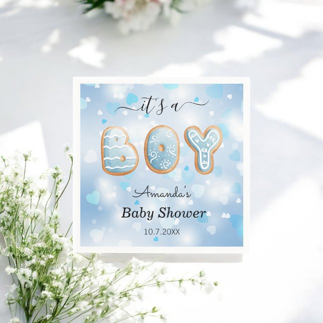 Blue White Boy Baby Shower Pappersservett (Skapare uppladdad)