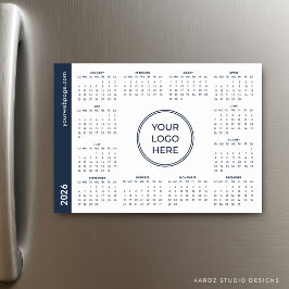 Blue White Business Logotyp 2026 Magnetic Calendar