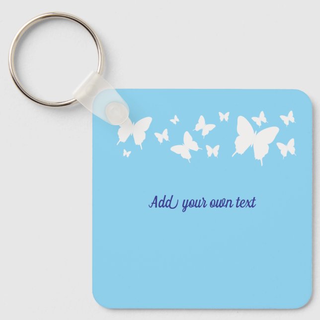 Blue & White Butterfly Keyring Wedding favour  Nyckelring (Framsida)