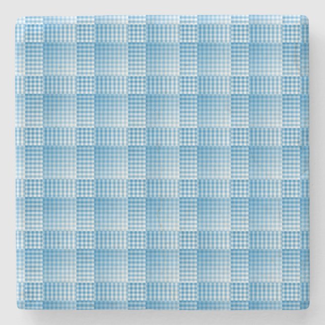 Blue White Checker Abstract Pattern Stenunderlägg (Framsidan)