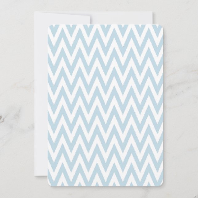 Blue White Chevron Baby Shower Inbjudningar (Framsida)