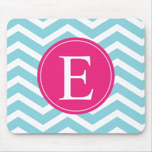 Blue White Chevron Bright Rosa Monogram Musmatta