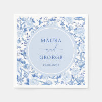 Blue White Chinoiserie Blommigt Kusten Bröllop