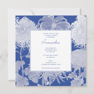 Blue White Chinoiserie Blommigt Möhippa Inbjudningar