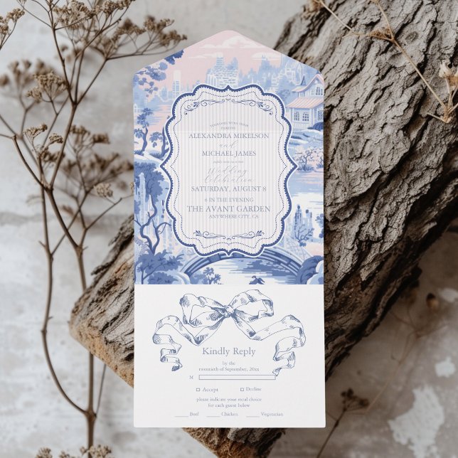 Blue White Chinoiserie Blommigt Porcelain Bröllop (Skapare uppladdad)