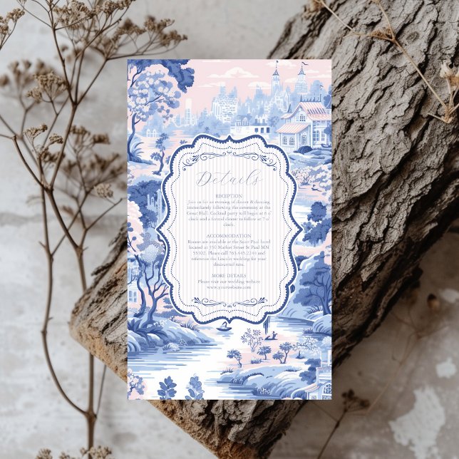 Blue White Chinoiserie Blommigt Porcelain Bröllop Tilläggskort (Skapare uppladdad)