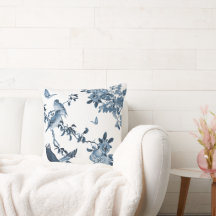 Blue White Chinoiserie Blommigt Snyggt Dekorativ k