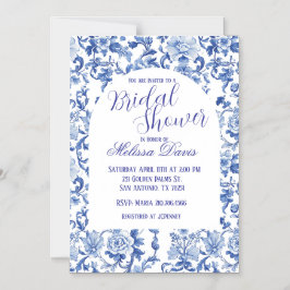 Blue & White Chinoiserie Bridal Shower Invitation Magnetisk Inbjudningskort