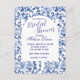 Blue & White Chinoiserie Bridal Shower Invitation Vykort