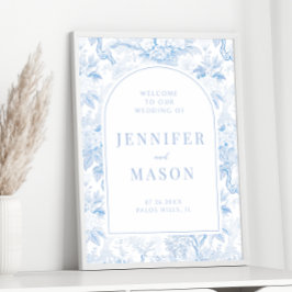 Blue White Chinoiserie Bröllop Välkomstskylt Poste Poster
