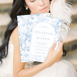 Blue White Chinoiserie Classic bröllopsinbjudan Inbjudningar