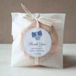 Blue White Chinoiserie Diaper Baby Shower Favor Runt Klistermärke