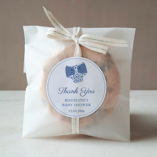 Blue White Chinoiserie Diaper Baby Shower Favor Runt Klistermärke