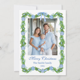 Blue & White Chinoiserie Garland Grandmillenial Julkort