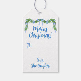 Blue & White Chinoiserie Garland Helgdag Presentetikett