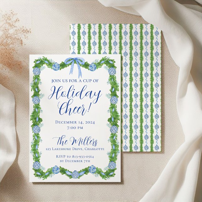 Blue & White Chinoiserie Garland Party Inbjudningar (Skapare uppladdad)