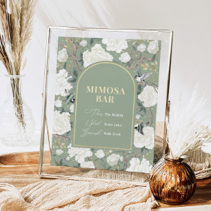 Blue White Chinoiserie Mimosa Pub Bröllop Sign Poster