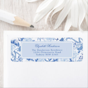 Blue White Chinoiserie Porcelain Returadress Etikett