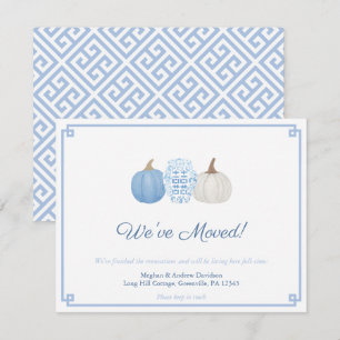 Blue & White Chinoiserie Pumpkin Byte av Adress Meddelande